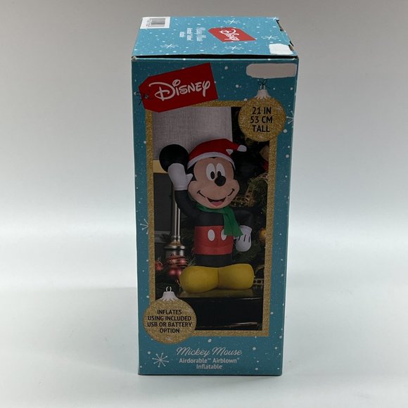 Gemmy Airblown Inflatable Disney Mickey Mouse Santa Table Top Mantel 21 Inch - Picture 2 of 7